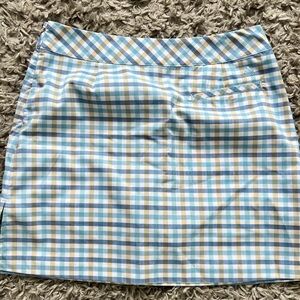 Adidas Blue and White Plaid Mini Skirt